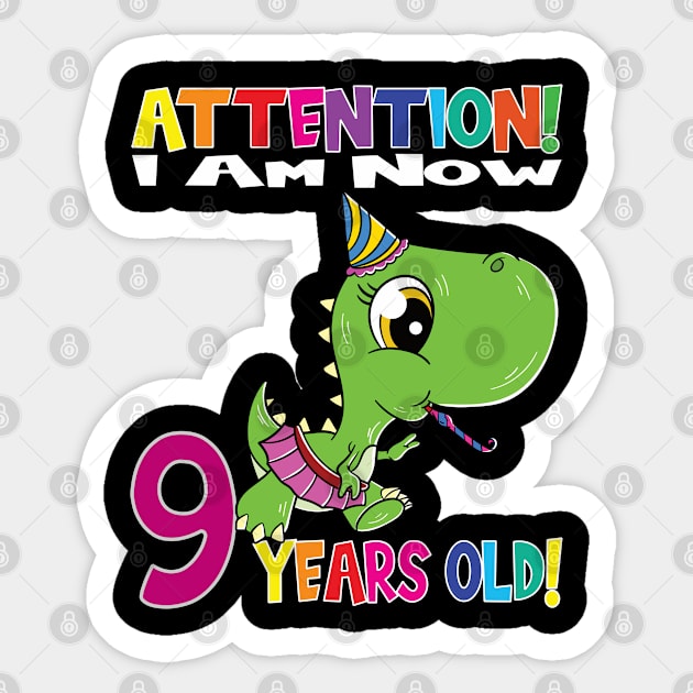 Dino Girl Birthday I Am Now 9 Years Old Sticker by MzumO